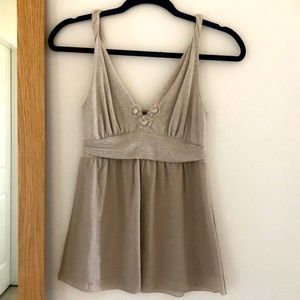 Metallic threaded babydoll top with silk overlay by Velvet